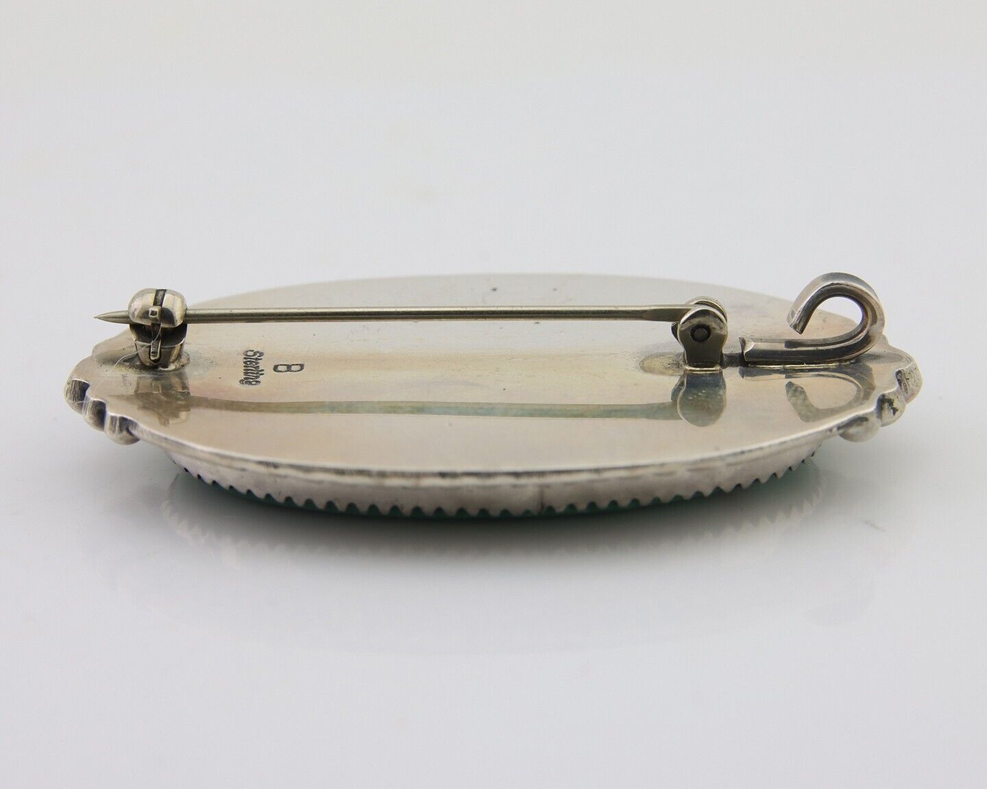 Navajo Pin Pendant 925 Silver Natural Blue Turquoise Artist Signed B C.80's