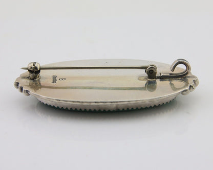 Navajo Pin Pendant 925 Silver Natural Blue Turquoise Artist Signed B C.80's