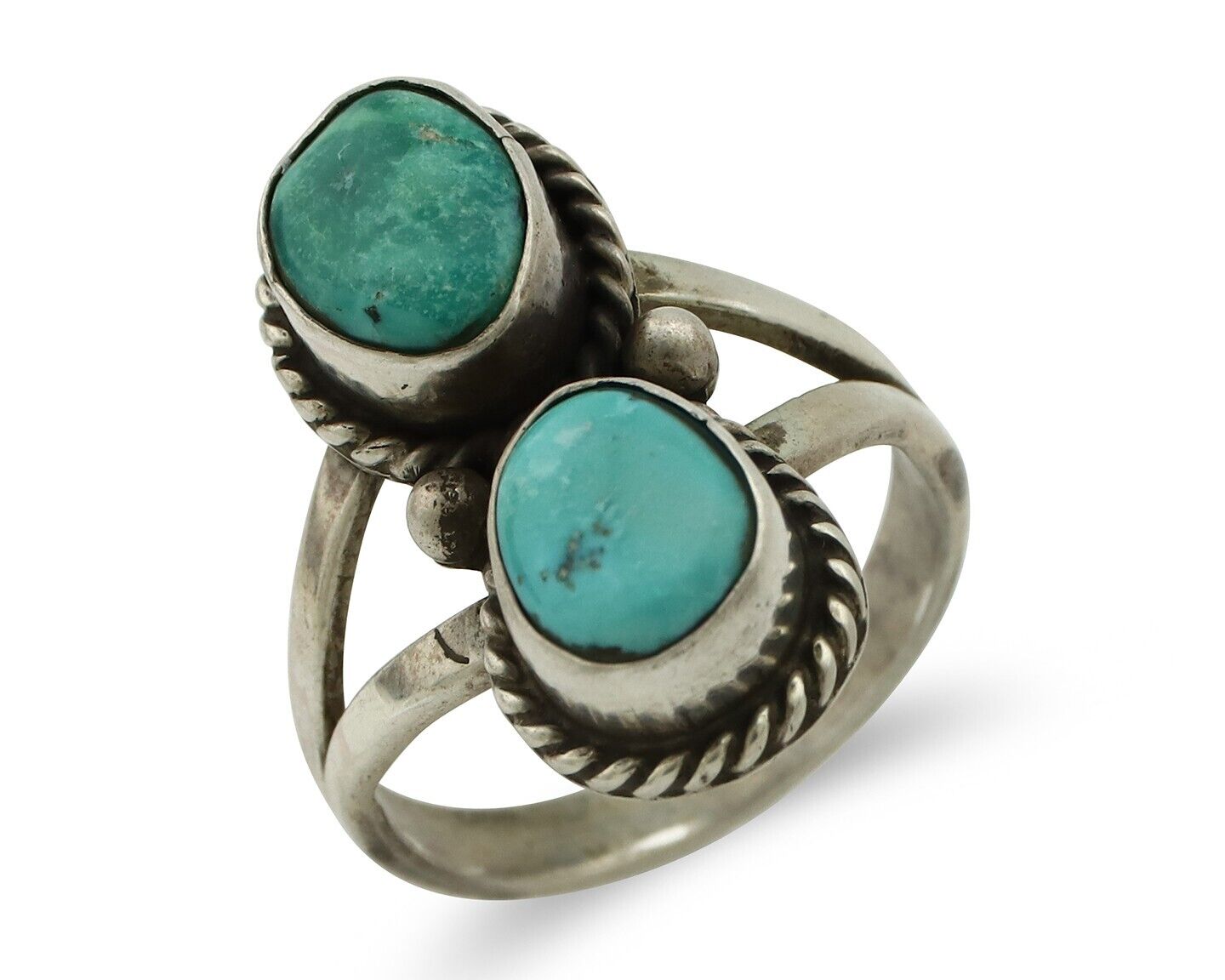 Navajo Ring 925 Silver Natural Blue Turquoise Native Artist Signed AG C.80's