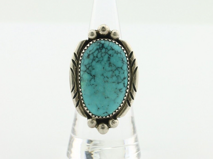 Navajo Ring 925 Silver Natural Spiderweb Turquoise Native American Artist C.80's