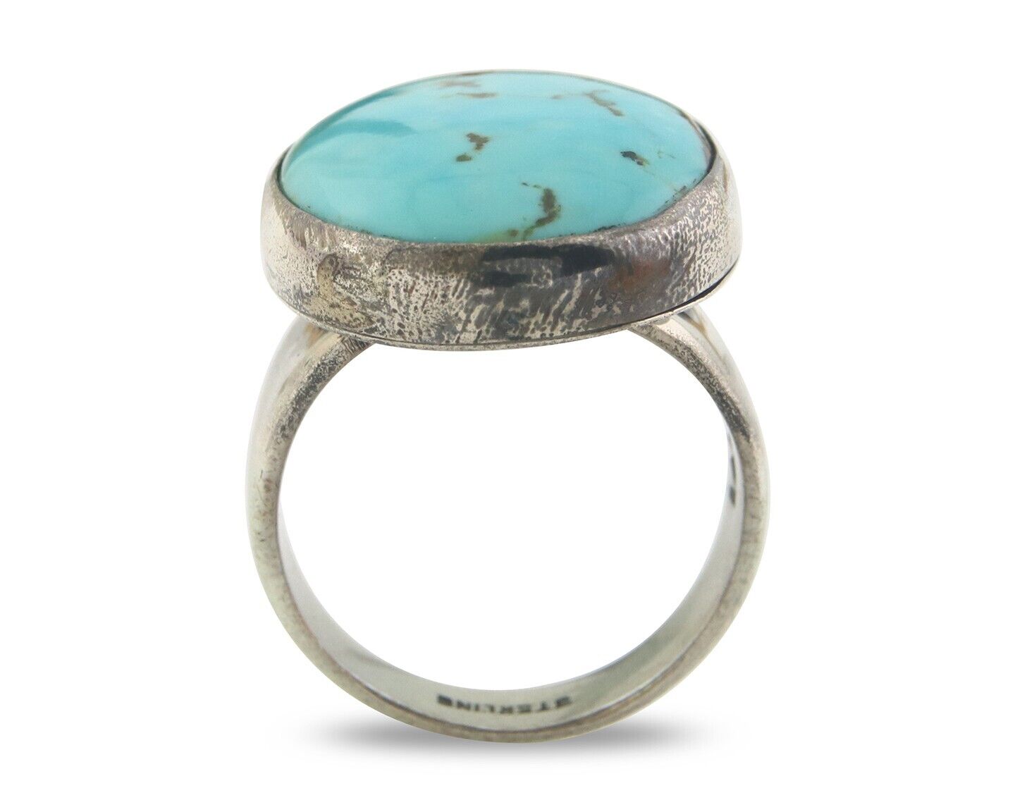 Navajo Ring 925 Sterling Turquoise Handmade Signed M Montoya C.80's Size 10