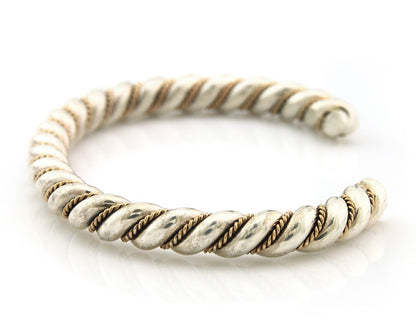 Navajo Twist Bracelet Sterling Silver Gold Authentic Vintage Native Artist 6mm
