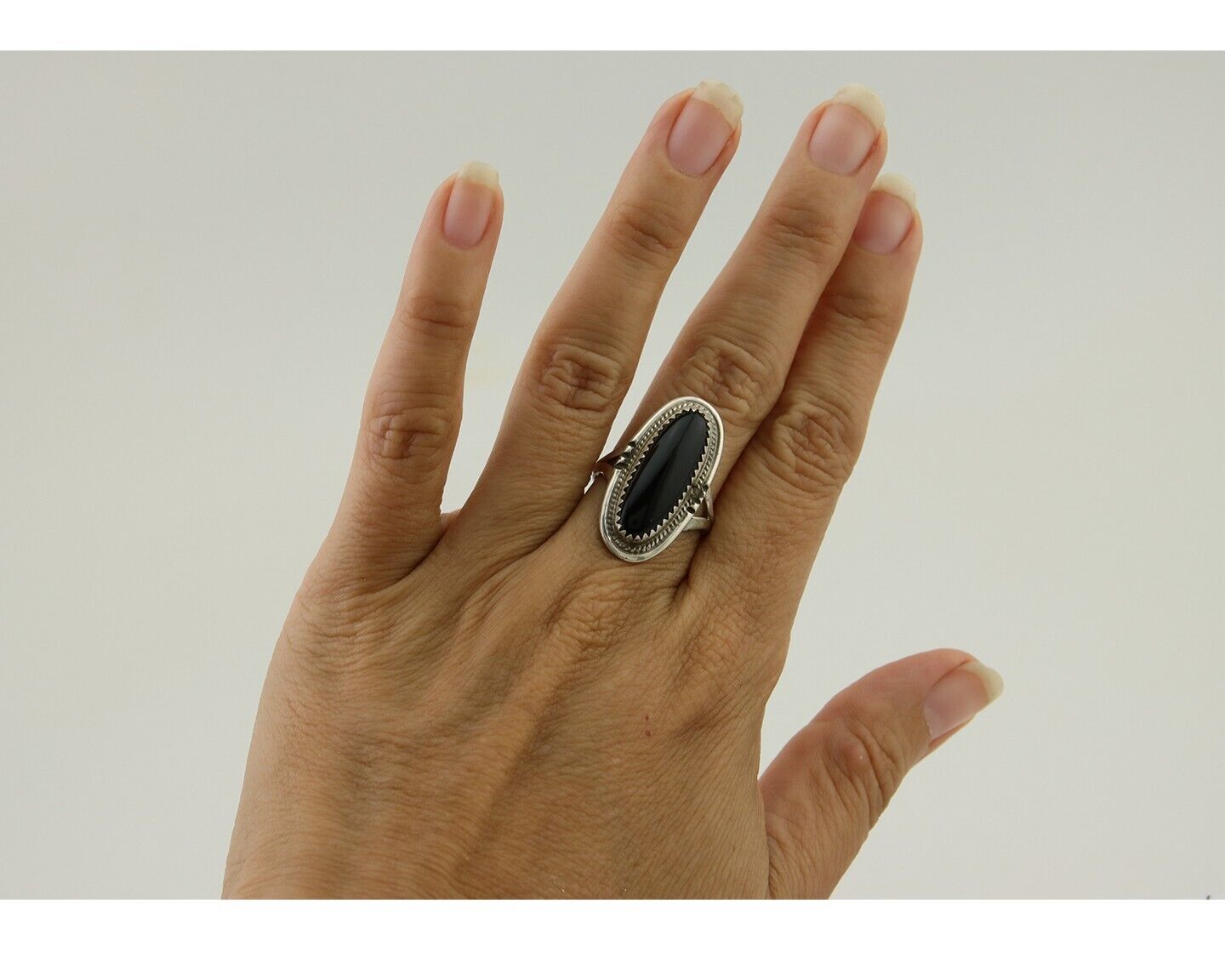 Navajo Handmade Ring 925 Silver Black Onyx Native American Artist C.80's