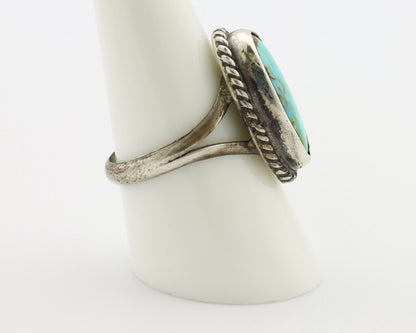 Navajo Ring 925 Silver Natural Kingman Turquoise Native American Signed C.80's