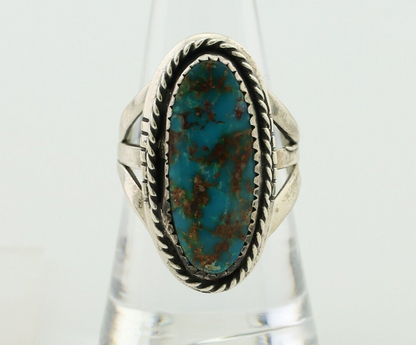 Navajo Handmade Ring 925 Silver Nevada Turquoise Artist Signed TS C.80's