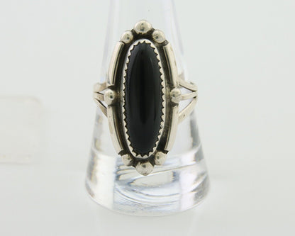 Navajo Handmade Ring 925 Silver Black Onyx Artist Signed SC C.80's