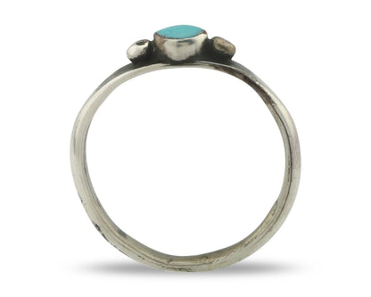 Navajo Ring .925 Silver Sleeping Beauty Turquoise Native American Artist C.80's