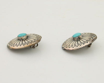 Navajo Earrings 925 Silver Blue Turquoise Native American Artist C.80's