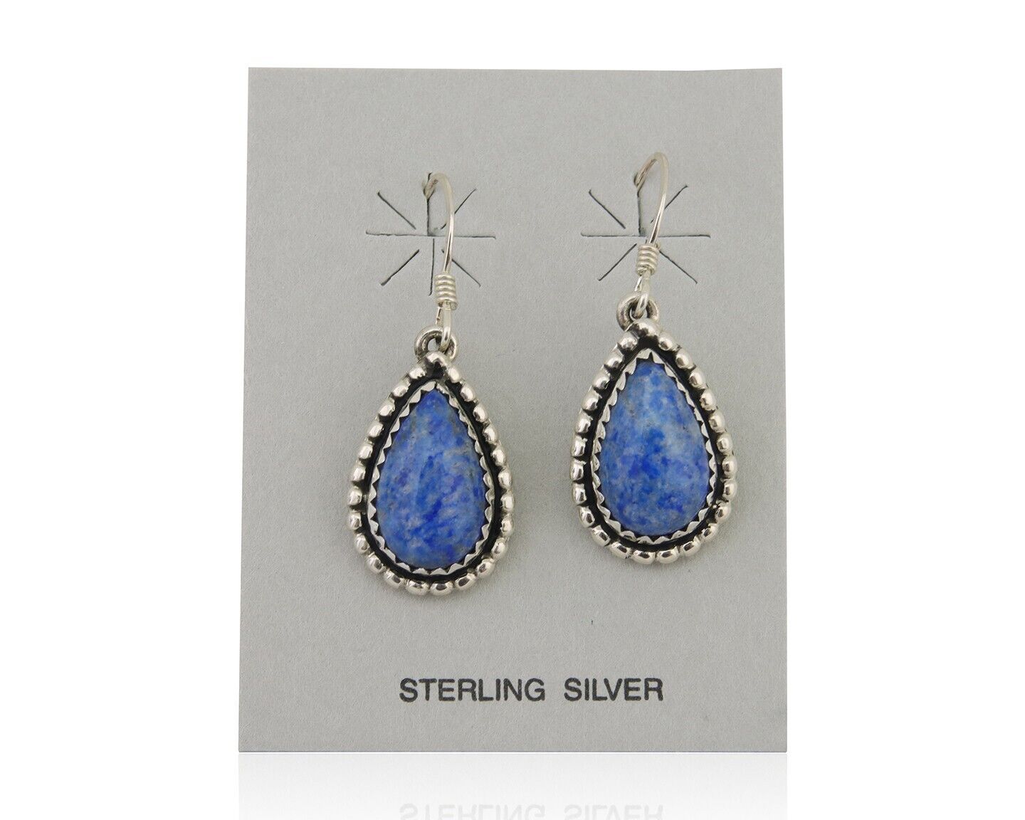 Navajo Earrings 925 Silver Blue Denim Lapis Artist Signed First Eagle C.80's