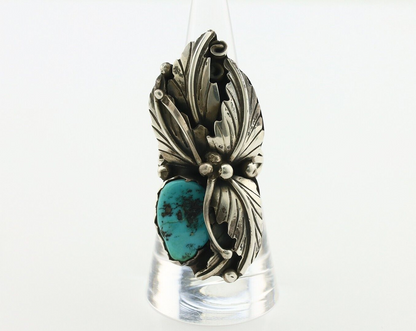 Navajo Ring 925 Silver Sleeping Beauty Turquoise Artist Signed DL C.80's