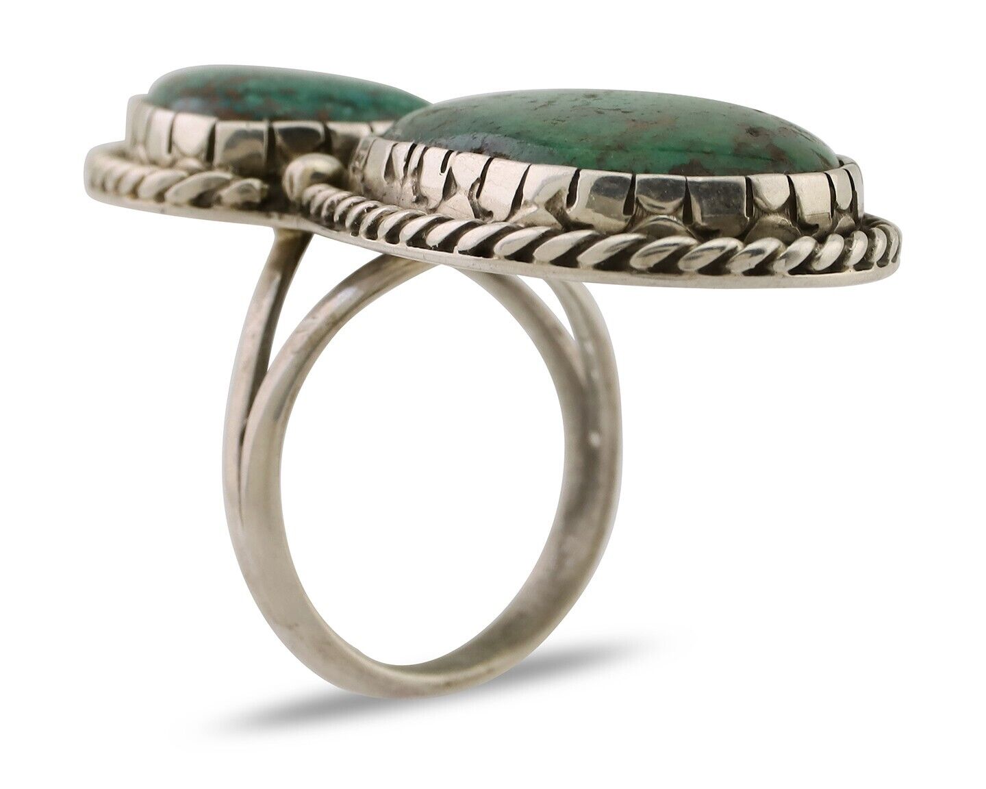 Navajo Handmade Ring 925 Silver Natural Tuquoise Artist Signed B Yazzie C.80's