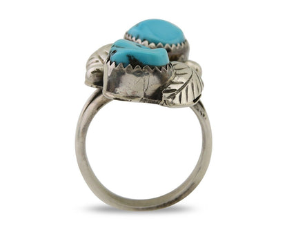 Navajo Ring 925 Silver Blue Turquoise Signed E Spencer C.80's