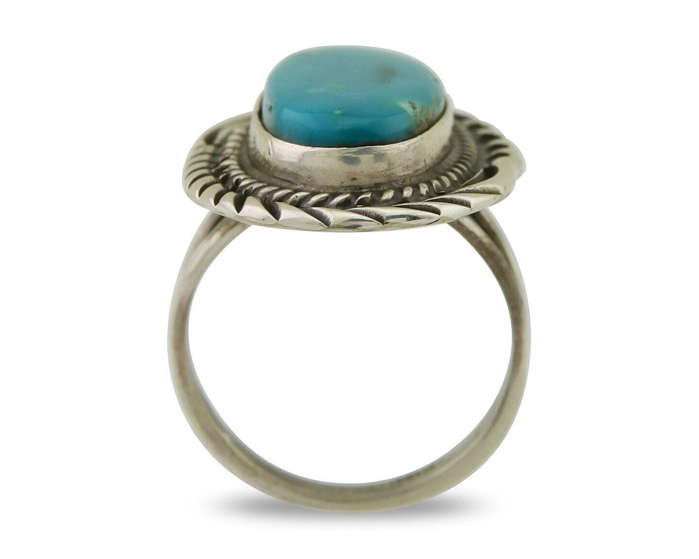 Navajo Ring 925 Sterling Silver Turquoise Native American Artist C.80's