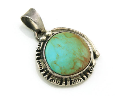Navajo Pendant 925 Sterling Silver Natural Turquoise Vintage Artist Signed Gecko