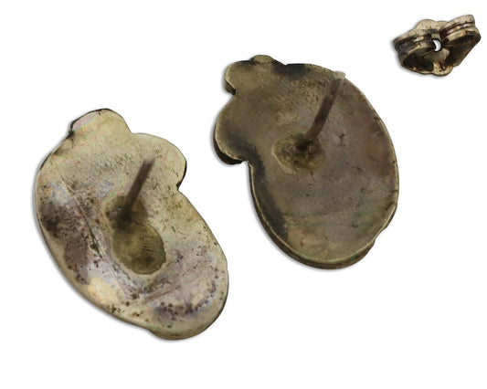 Navajo Earrings 925 Silver Natural Turquoise Native American Artist C.80's