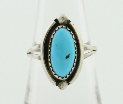 Navajo Ring 925 Silver Sleeping Beauty Turquoise Artist Signed SC C80s