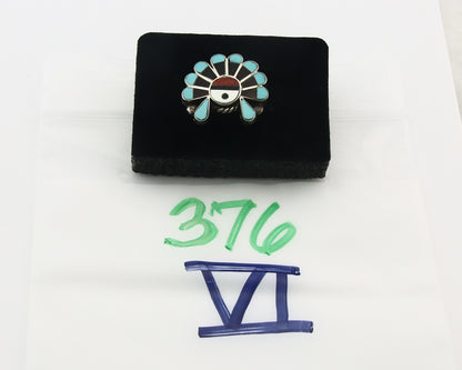 Vintage Zuni Ring 925 Sterling Silver Natural Gemstone Size 6.0