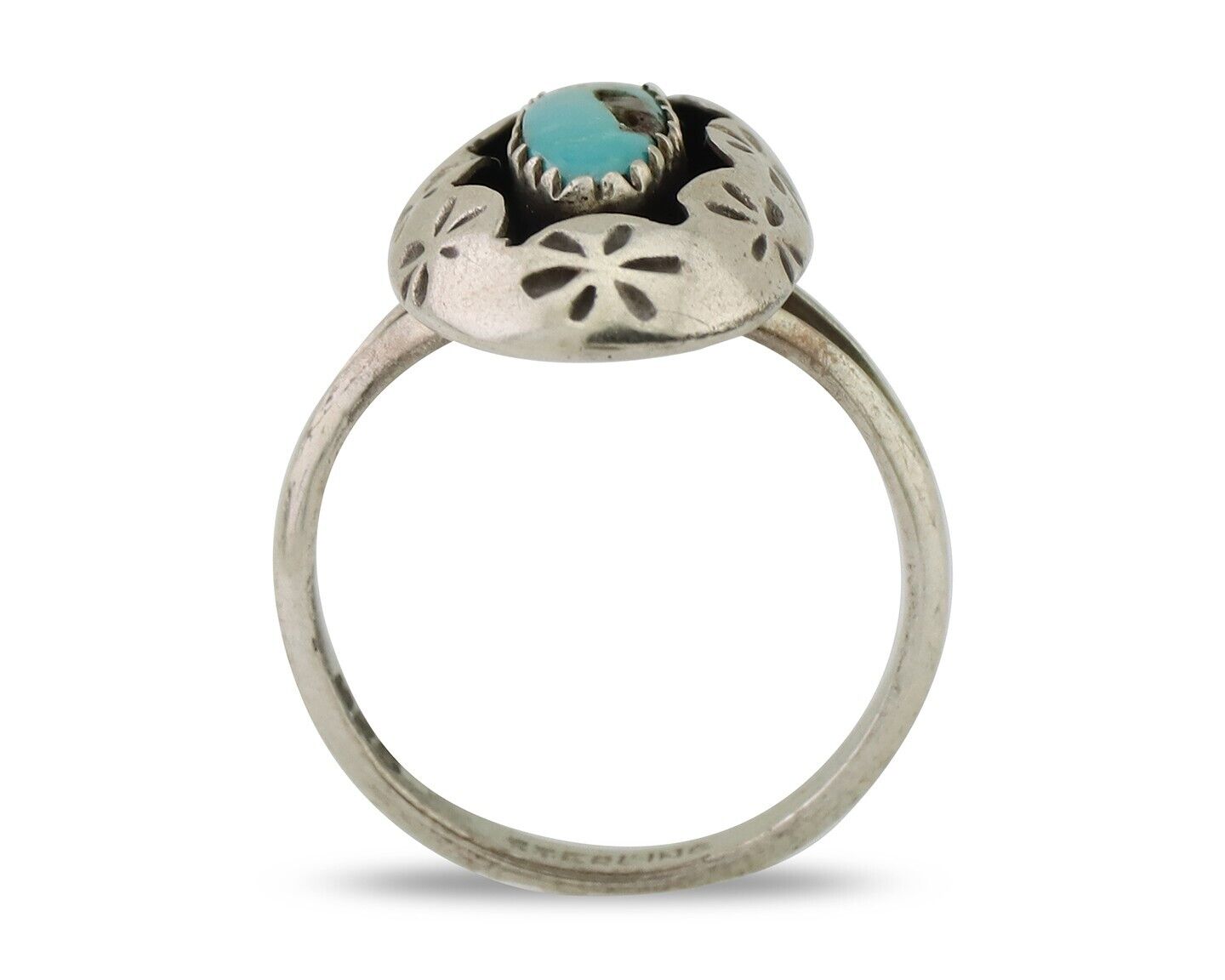 Navajo Ring 925 Silver Natural Blue Turquoise Native American Artist C.80's