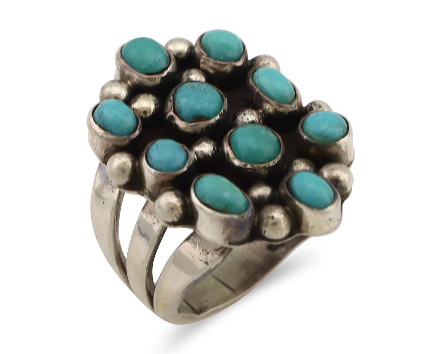 Navajo Ring .925 Silver Natural Blue Turquoise Native American Artist C.80's