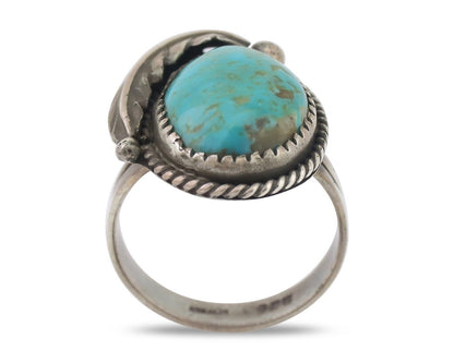 Navajo Ring 925 Silver Natural Turquoise Native American Artist C.80's