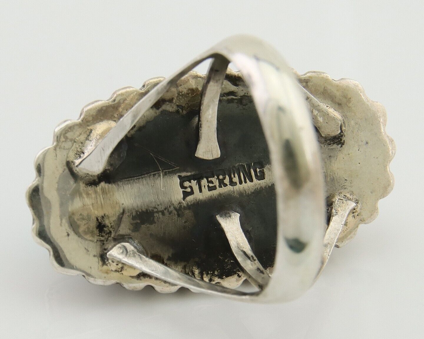 Navajo Shield Ring 925 Silver Arizona Turquoise Native Artist C.80's