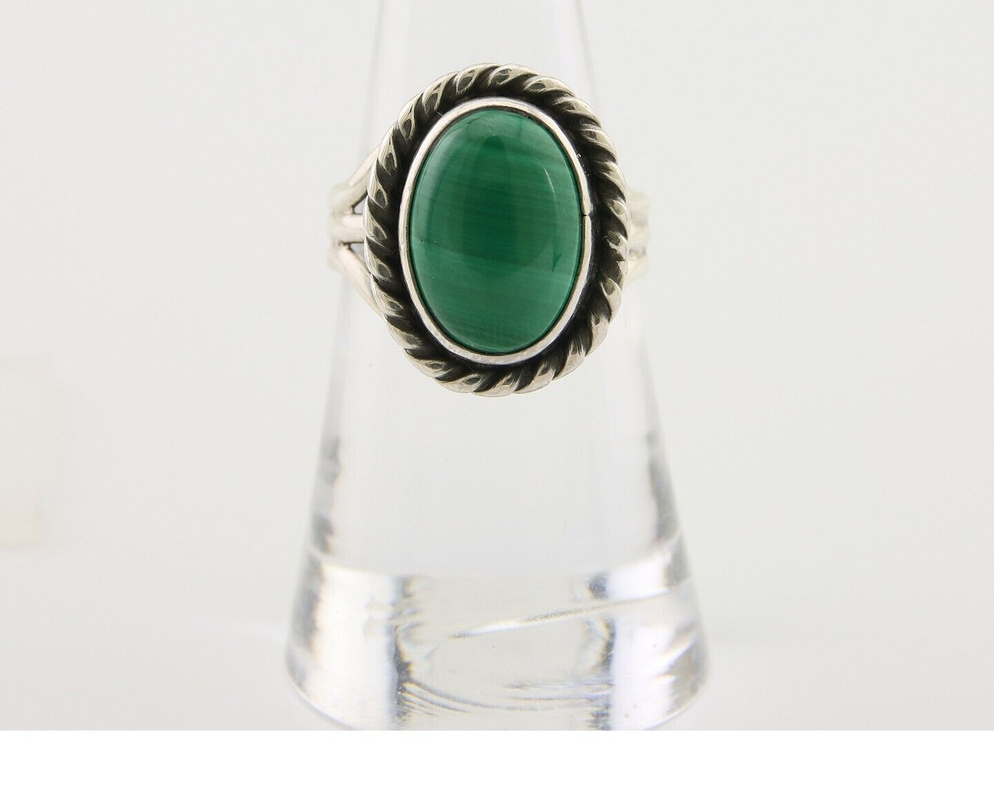 Navajo Ring 925 Silver Natural Malachite Native American Artist C.80's