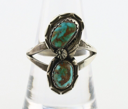 Navajo Ring 925 Silver Natural AAA Blue Turquoise Artist Signed Tom Willeto C80s