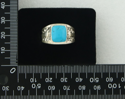 Men Vintage Nugget Ring 925 Sterling Turquoise Artist Signed SC Size 10