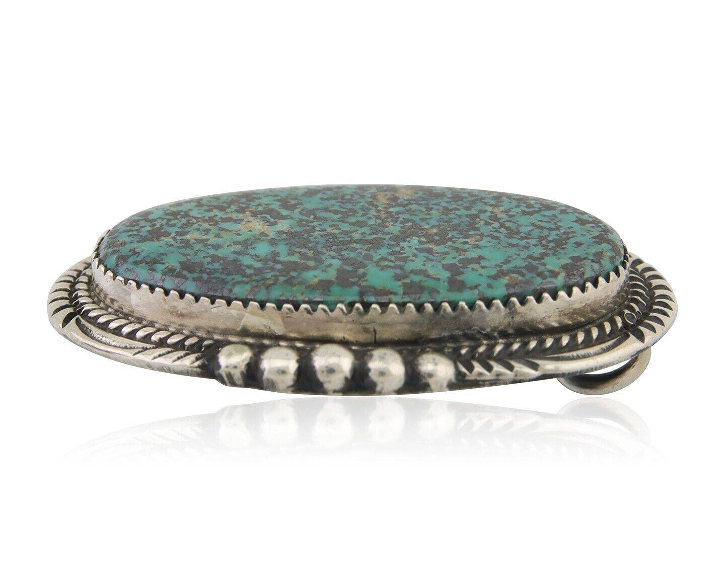 Navajo Pin Pendant 925 Silver Blue Diamond Turquoise Artist Signed S C.80's