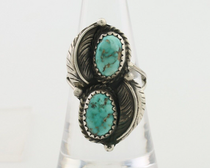 Navajo Ring 925 Silver Blue Gem Turquoise Native American Artist C.80's