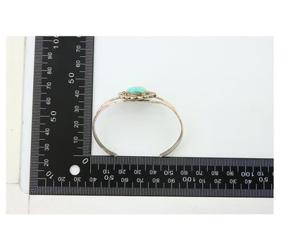 Navajo Bracelet 925 Silver Turquoise Cuff Artist Signed NJ C.80's