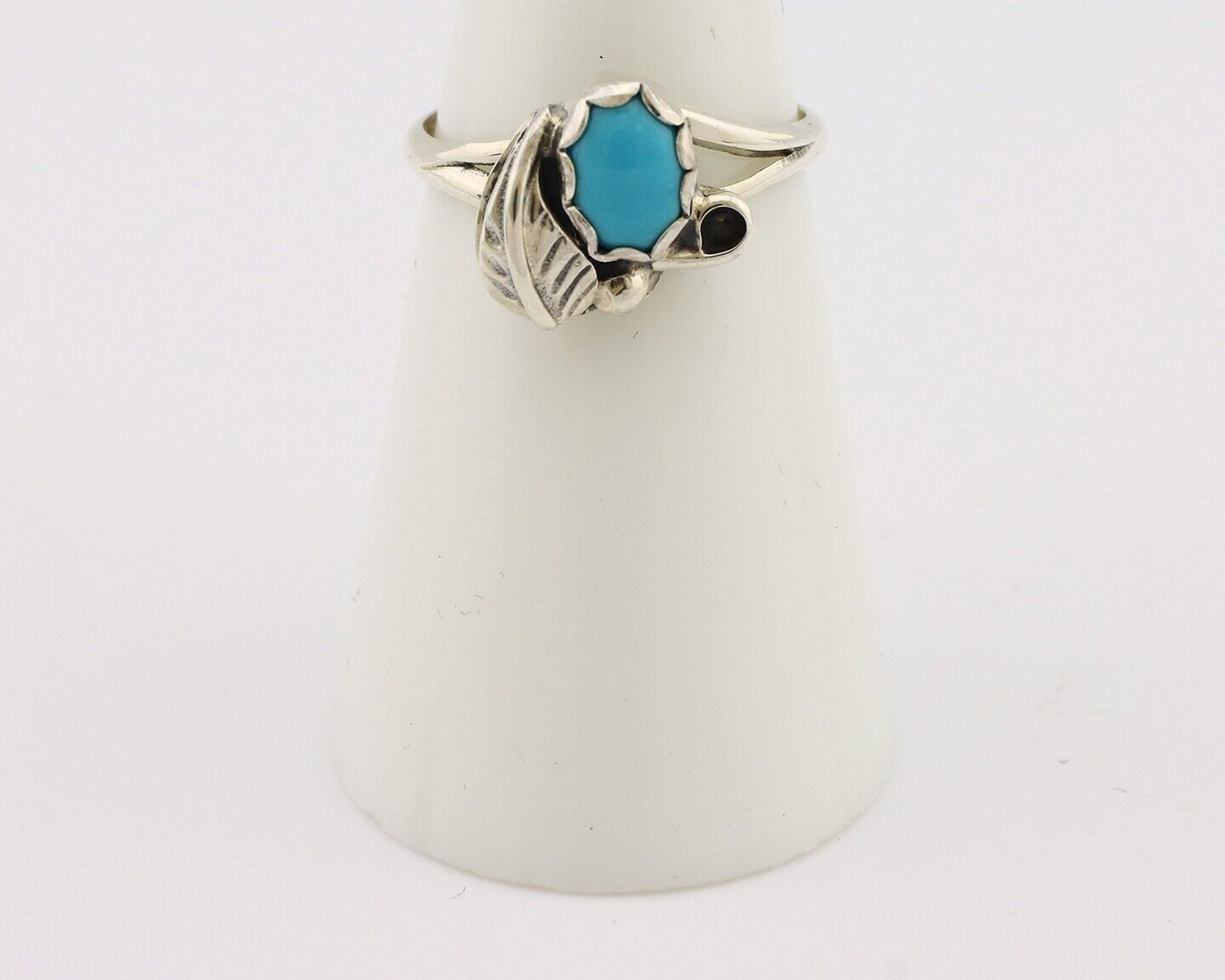 Navajo Ring .925 Silver Sleeping Beauty Turquoise Native American Artist C.80's