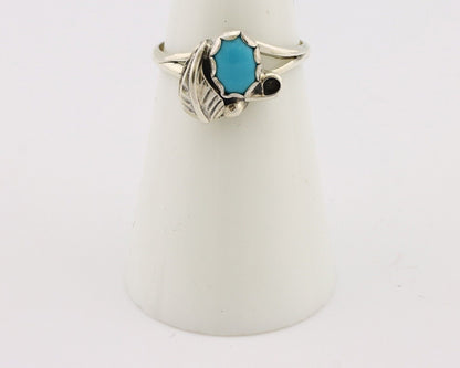 Navajo Ring .925 Silver Sleeping Beauty Turquoise Native American Artist C.80's