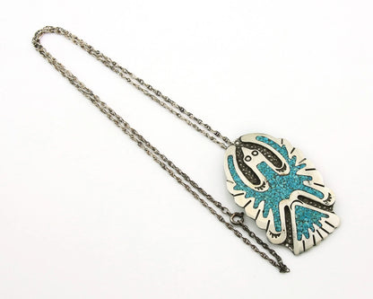 Navajo Necklace Sterling Silver Turquoise Vintage Signed RP