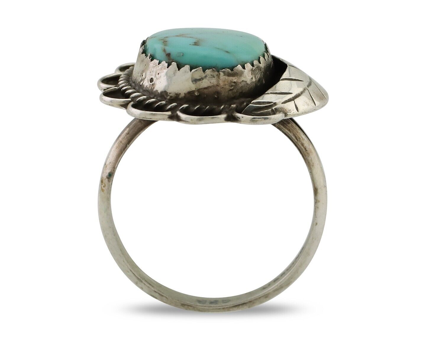 Navajo Handmade Ring 925 Silver Kingman Turquoise Native American Artist C.80's