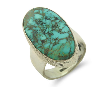 Navajo Ring 925 Sterling Natural Blue Turquoise Signed M Montoya C.80's