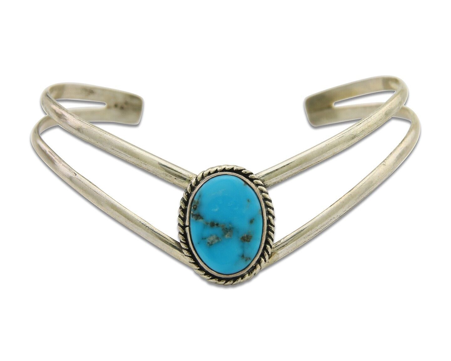 Navajo Bracelet 925 Silver Cuff Turquoise Handmade Artist Signed MC C.80's