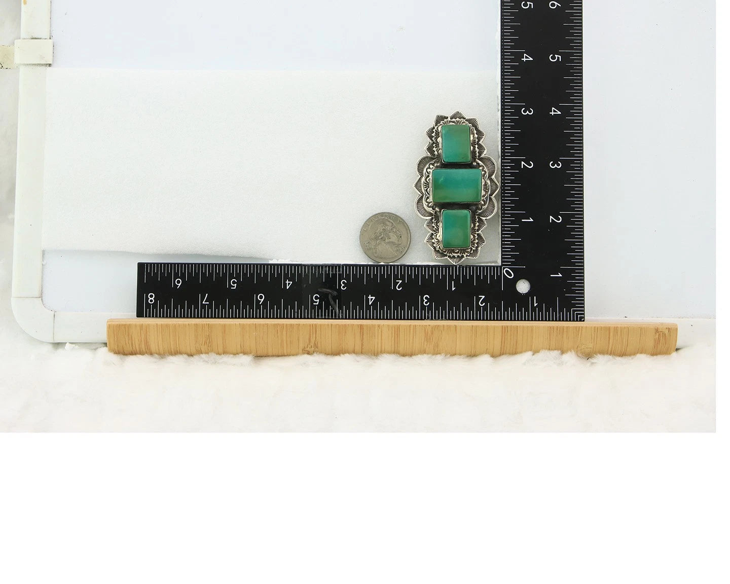 Navajo Handmade Pin Sterling Silver Turquoise Vintage Artist Signed B