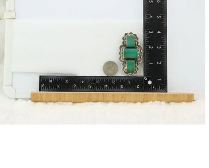 Navajo Handmade Pin Sterling Silver Turquoise Vintage Artist Signed B