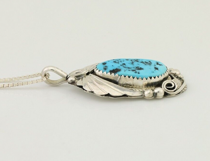 Navajo Necklace 925 Silver Sleeping Beauty Turquoise Signed Justin Morris C.90's