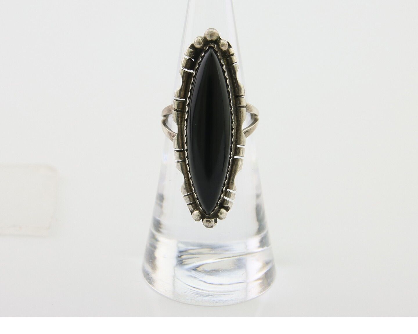Navajo Handmade Ring 925 Silver Black Onyx Native American Artist C.80's