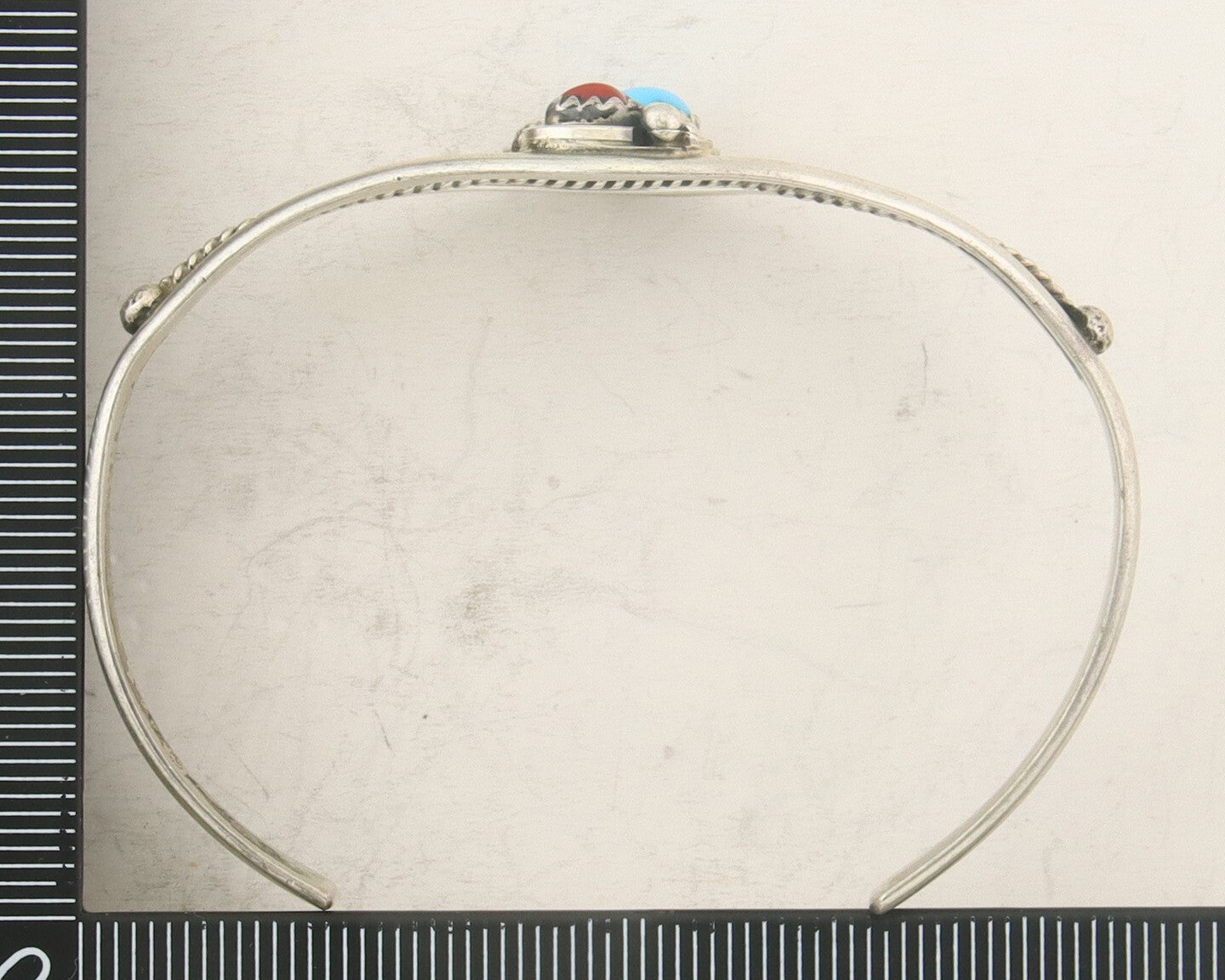 Navajo Bracelet 925 Silver Coral & Turquoise Cuff Signed Running Bear C.80's