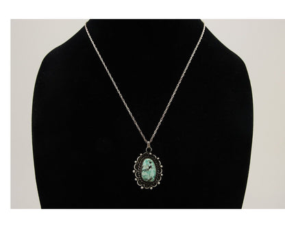 Navajo Necklace 925 Silver Natural Turquoise Native American Artist C.80's