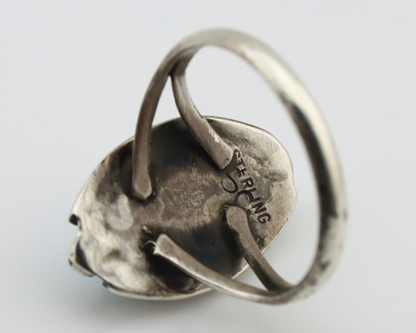 Navajo Ring 925 Silver Sleeping Beauty Artist Signed Sky Stone Creations C.80's