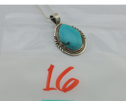 Navajo Necklace 925 Silver Kingman Turquoise Signed Anna Begay C.80's