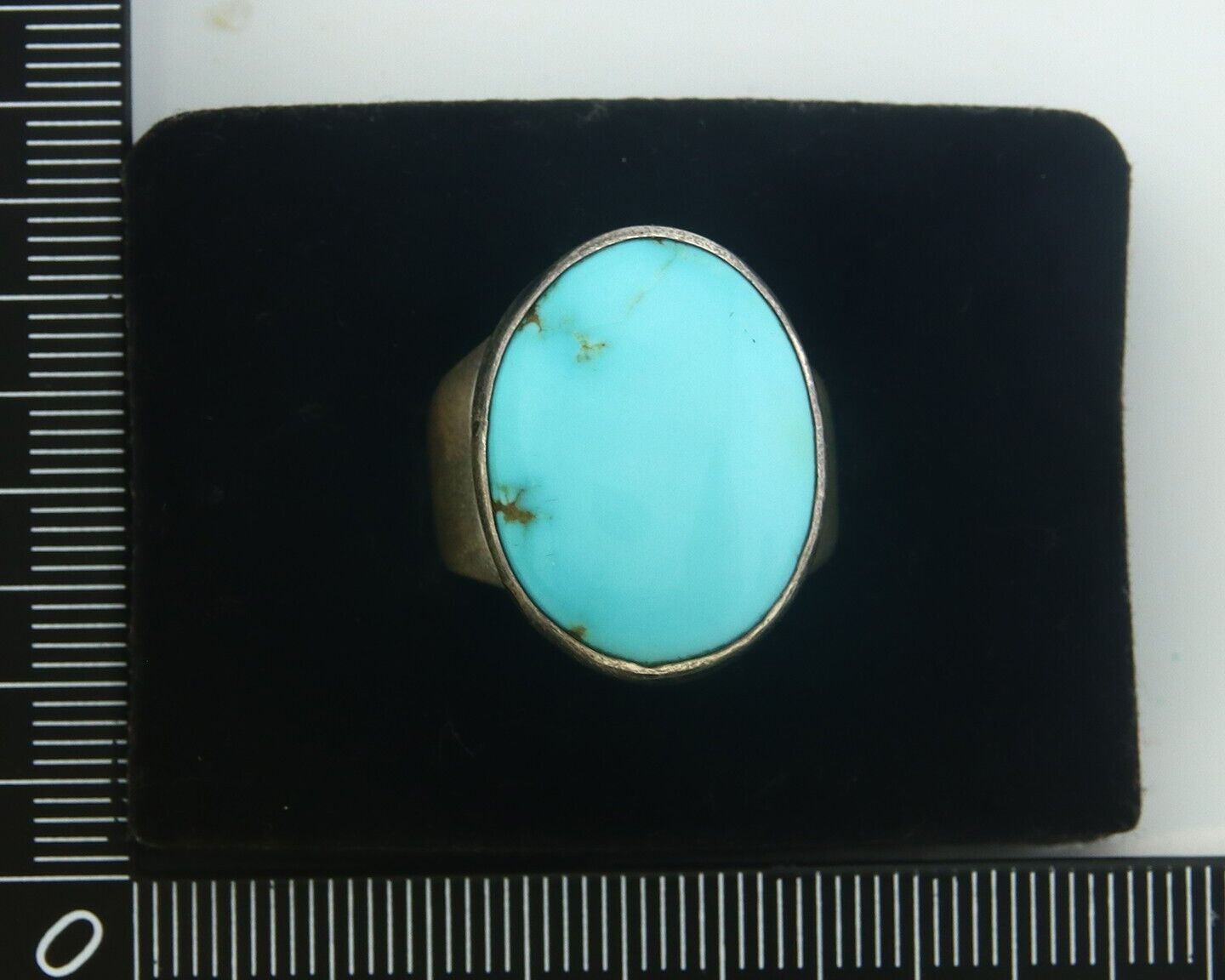 Navajo Ring 925 Sterling Turquoise Handmade Signed M Montoya C.80's Size 8.25