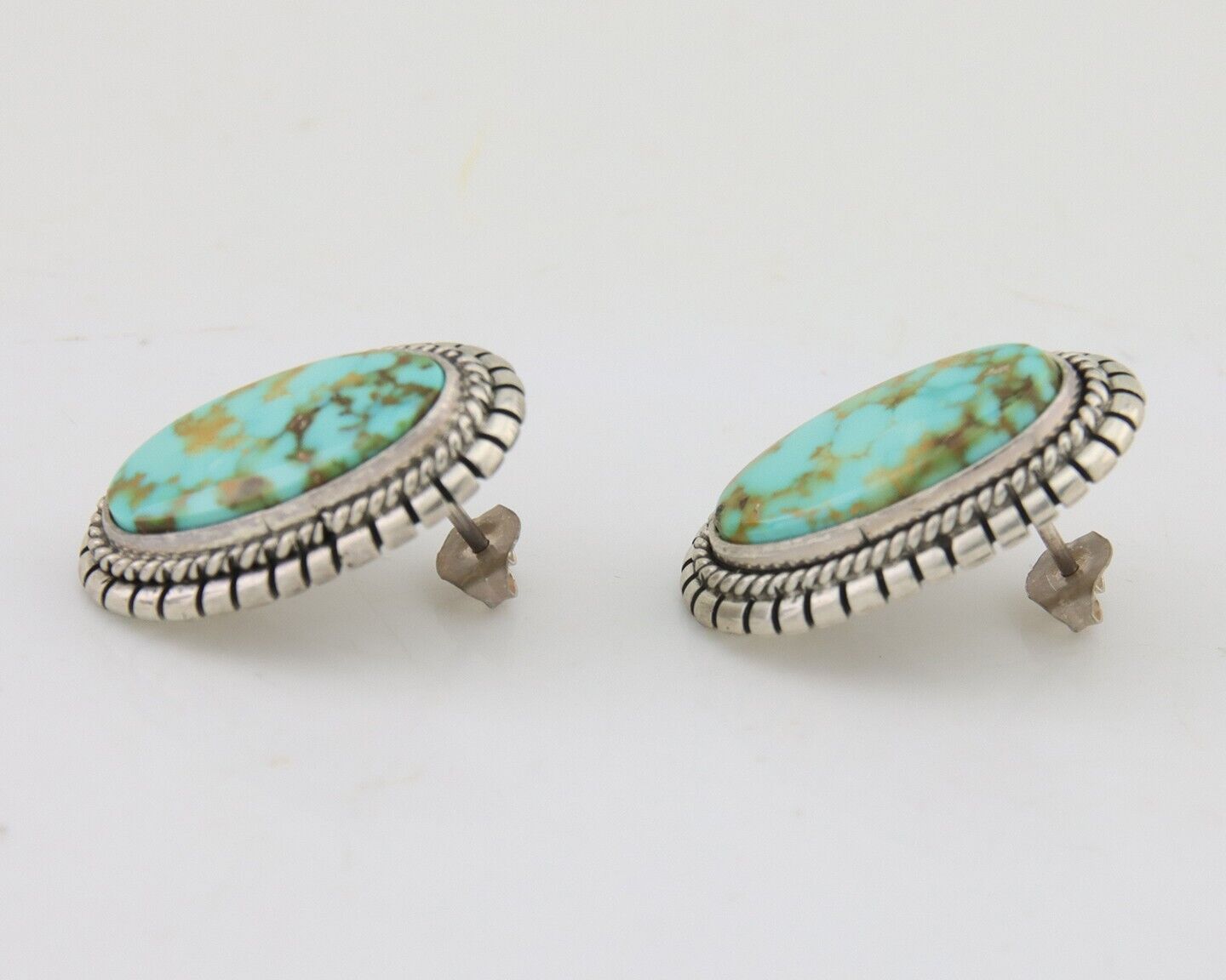 Navajo Dangle Earrings 925 Natural Turquoise Signed M GUERRO C.80's