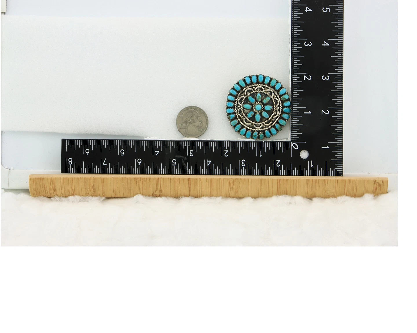 Navajo Handmade Pin Sterling Silver Turquoise Vintage Artist Signed LMB