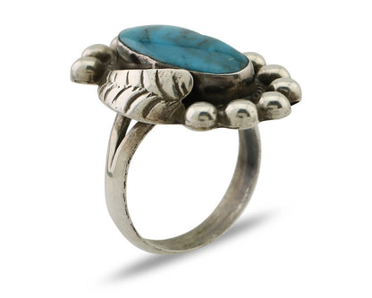 Navajo Ring 925 Silver Blue Turquoise Native American Artist C.80's