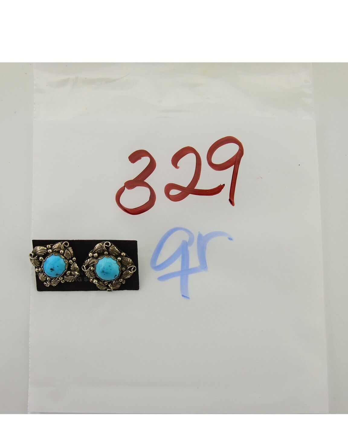 Navajo Shield Natural Turquoise Earrings 925 Silver Native American Artist C.80s